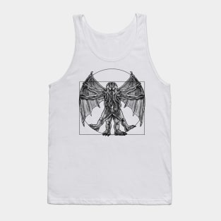 The Cthulhu Vitruvian Man Design: A Lovecraftian Twist on a Renaissance Classic Tank Top